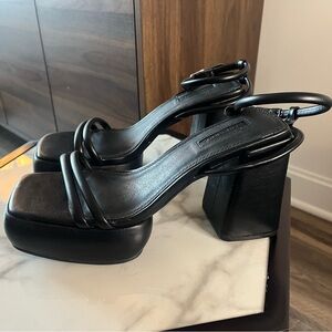 Topshop Romeo two part platform sandals in black US 8 EU 39